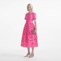 Pink Cotton Lace Midi Dress