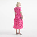 Pink Cotton Lace Midi Dress