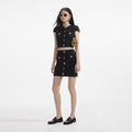 Black Jewel Button Knit Mini Skirt