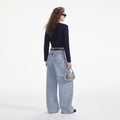 Navy Crochet Contrast Trim Cardigan