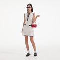 Cream Crochet Contrast Trim Mini Dress