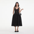 Black Crochet Knit Midi Dress