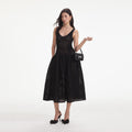 Black Crochet Knit Midi Dress