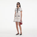 Cream Crochet Collared Mini Dress