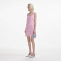 Pink Floral Lace Sleeveless Mini Dress