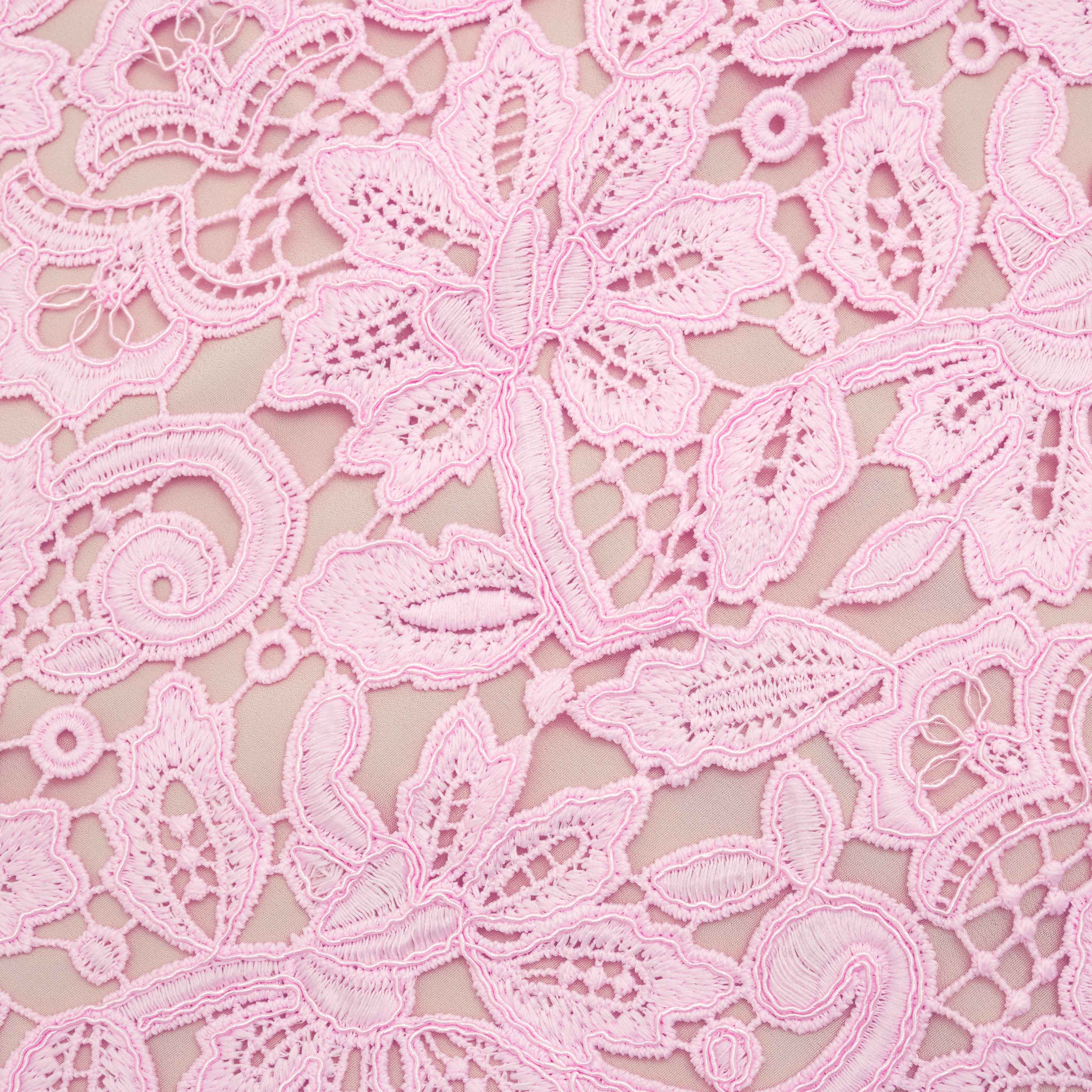 Pink Floral Lace Sleeveless Mini Dress