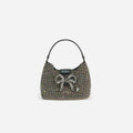 Multi Rhinestone Chainmail Crescent Bag