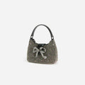 Multi Rhinestone Chainmail Crescent Bag