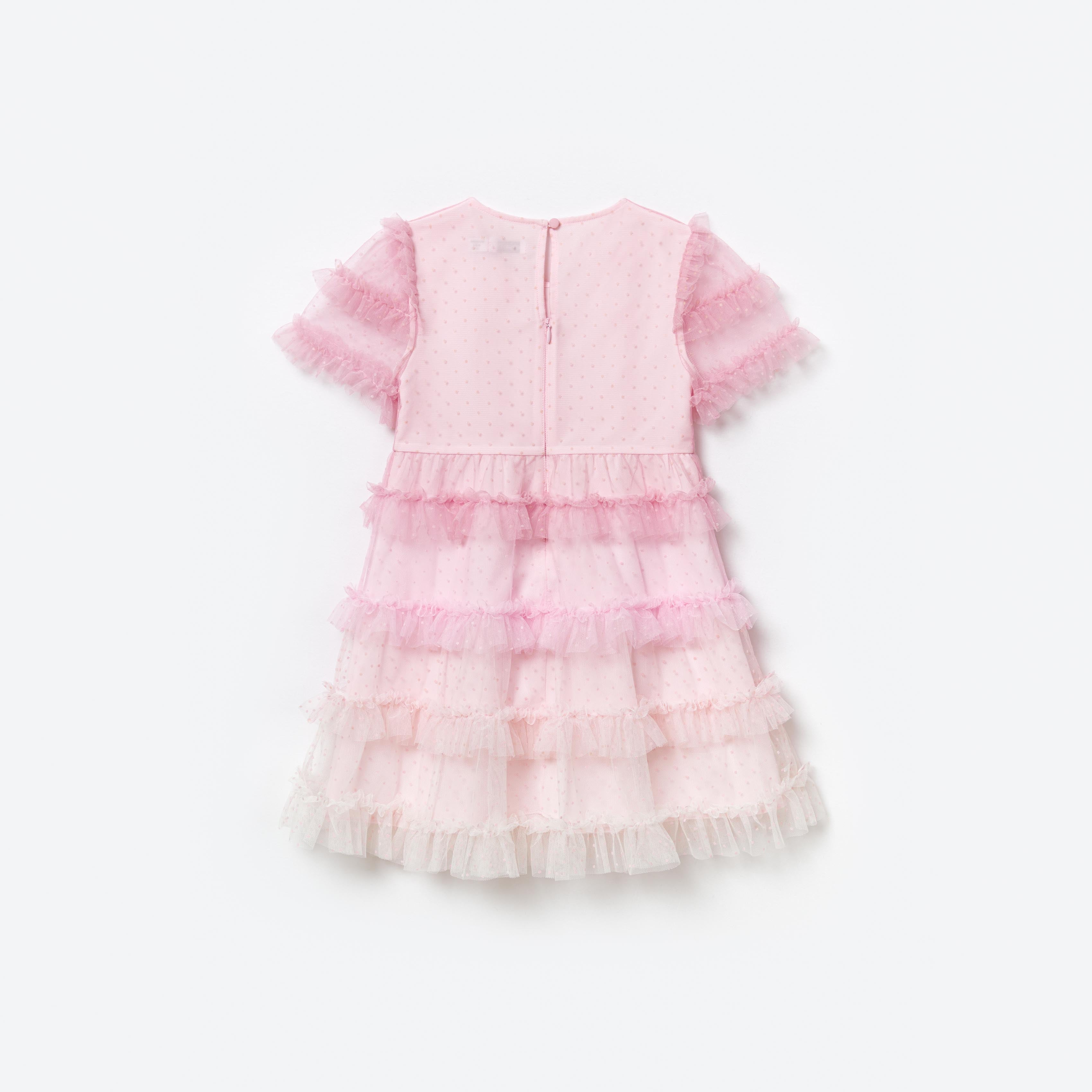 Pink Mesh Dot Mini Dress