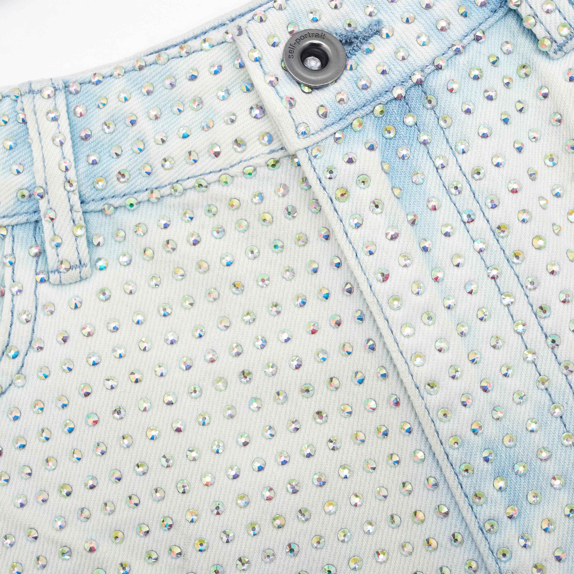 A close up of the fabric for the Rhinestone Denim Shorts