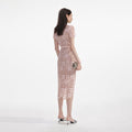 Pink Lace Diamante Bow Midi Dress