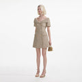 Gold Boucle Open Neck Mini Dress