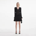 Black Knit Peplum Mini Dress