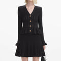 Black Knit Peplum Mini Dress