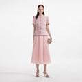 Pink Boucle Sequin Midi Dress