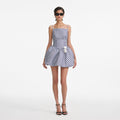 Navy Gingham Taffeta Mini Dress