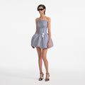 Navy Gingham Taffeta Mini Dress