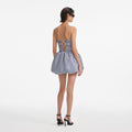 Navy Gingham Taffeta Mini Dress