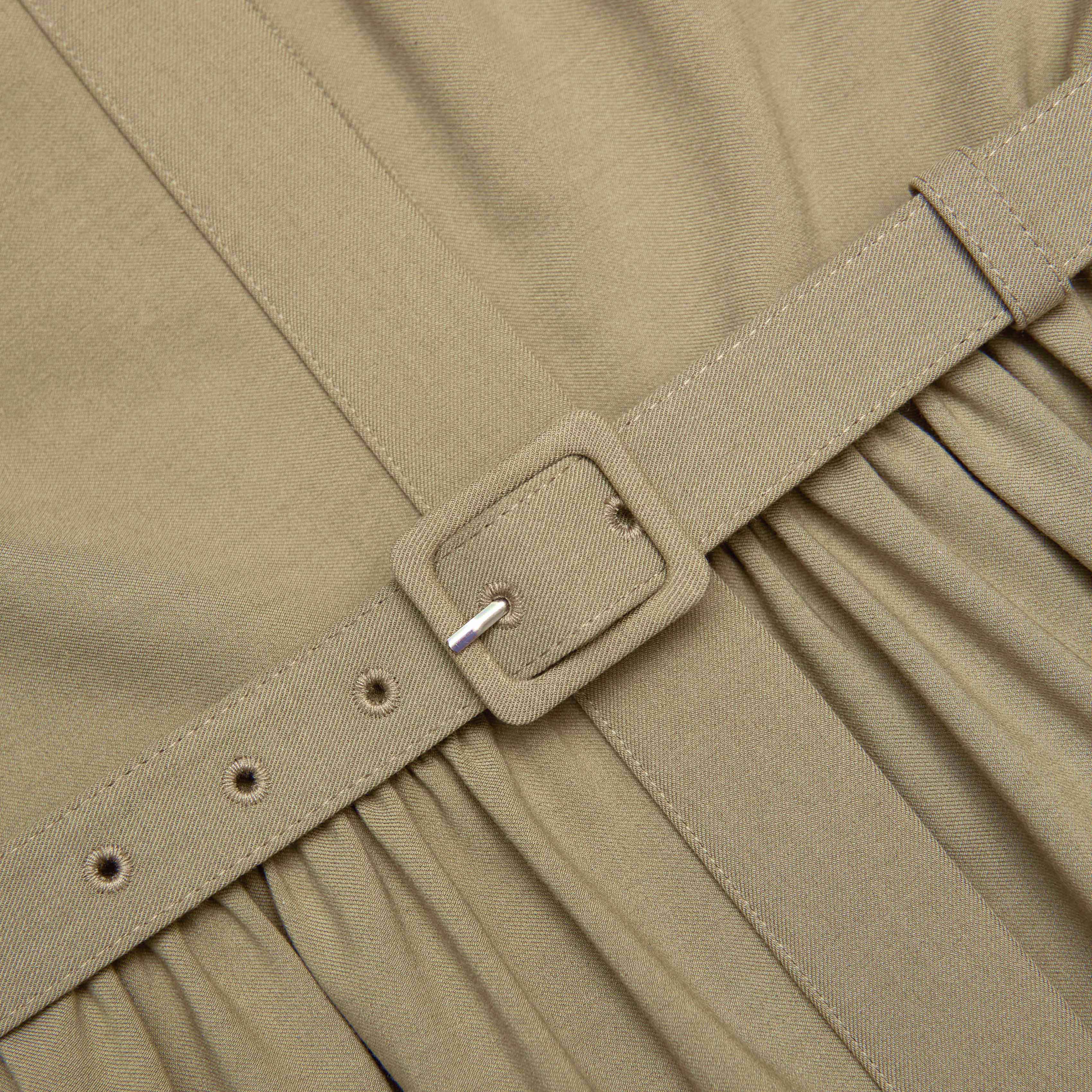 Beige Sleeveless Twill Maxi Dress