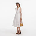 White Cotton Broderie Midi Dress