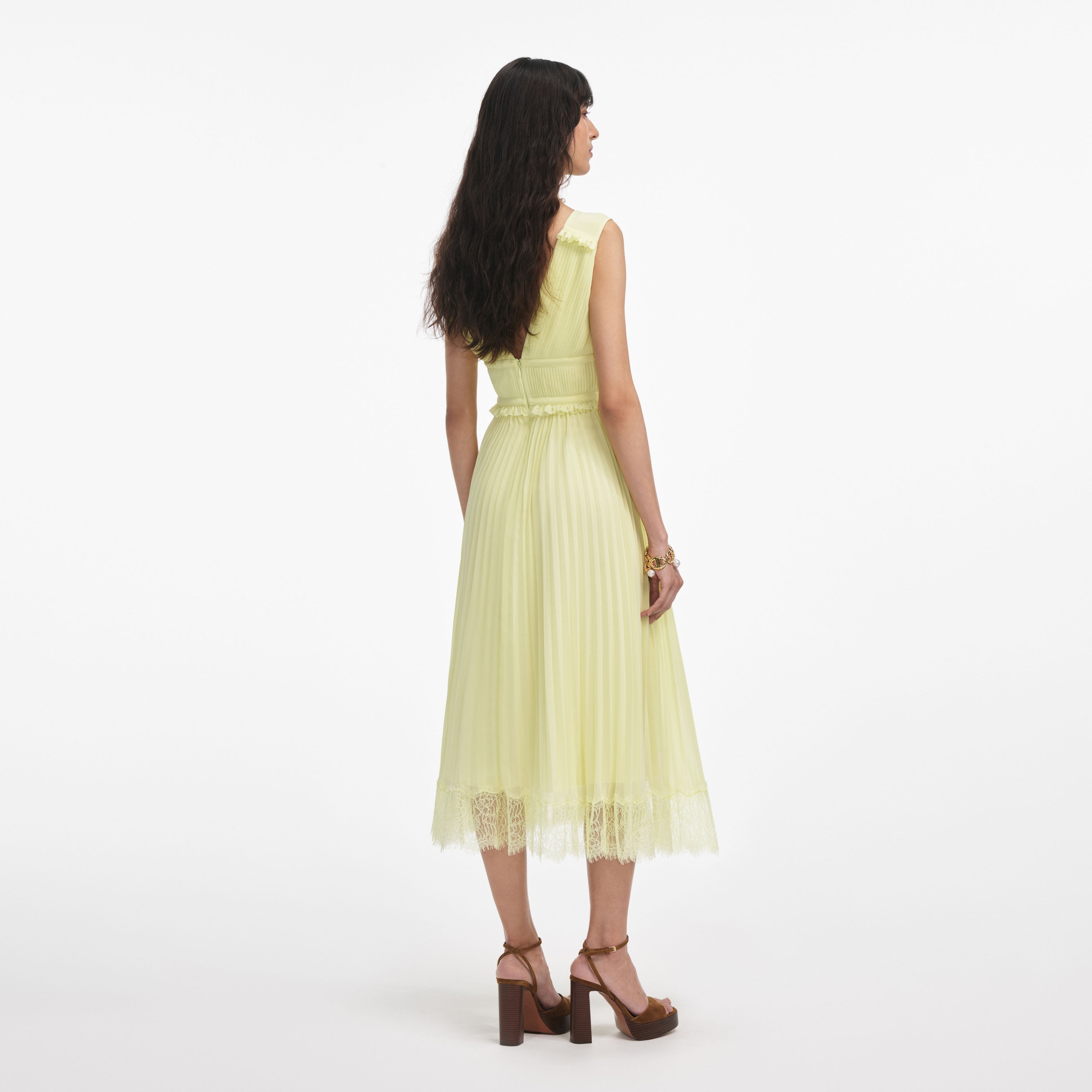 Yellow Chiffon Midi Dress