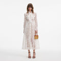 White Lace Tie Neck Midi Dress