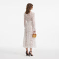 White Lace Tie Neck Midi Dress