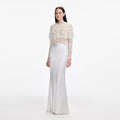 White Lace Cape Maxi Dress