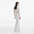 White Lace Cape Maxi Dress