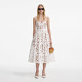 White Bow Embroidered Midi Dress