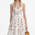 White Bow Embroidered Midi Dress