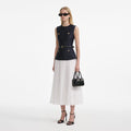 Navy Taffeta Midi Dress