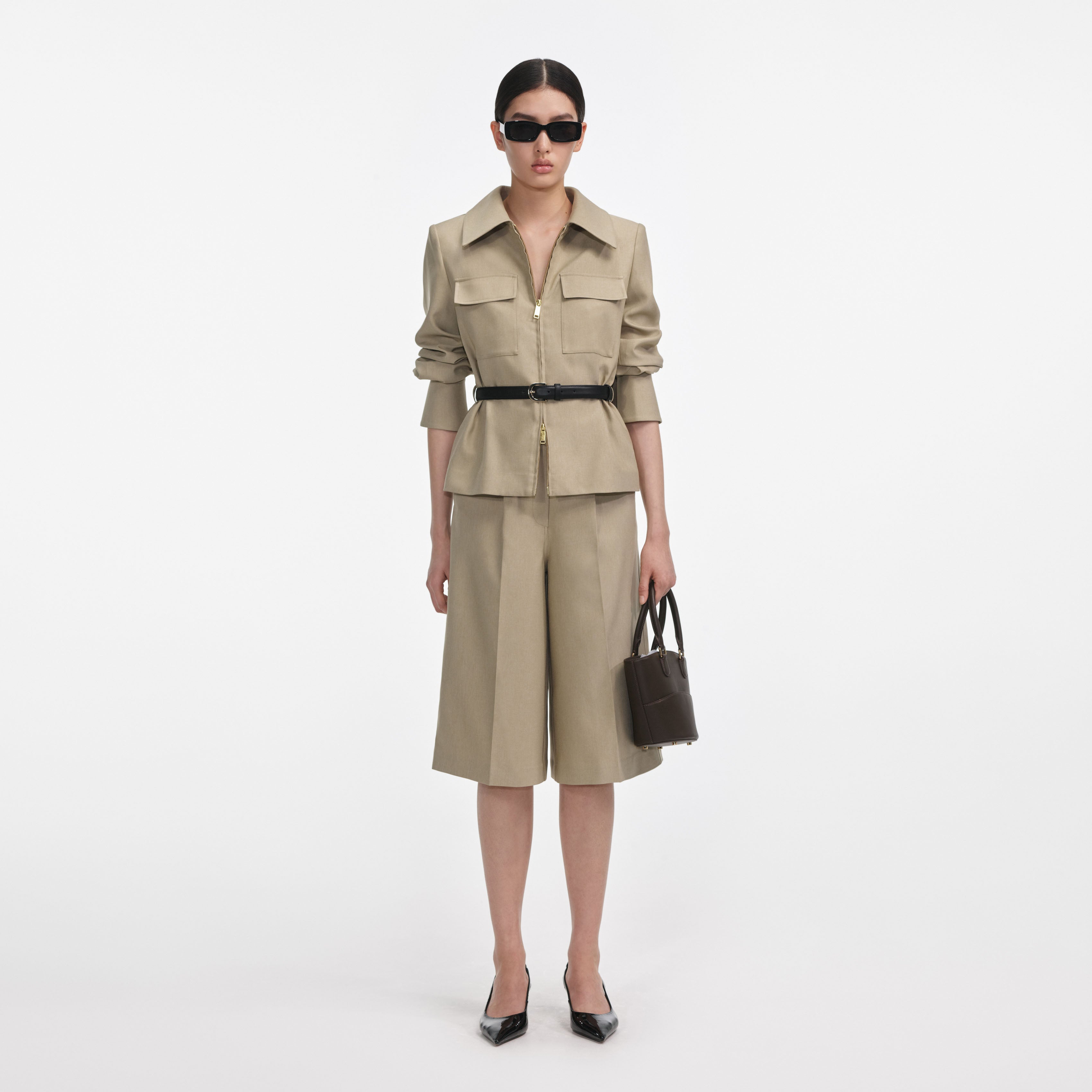 Beige Twill Playsuit