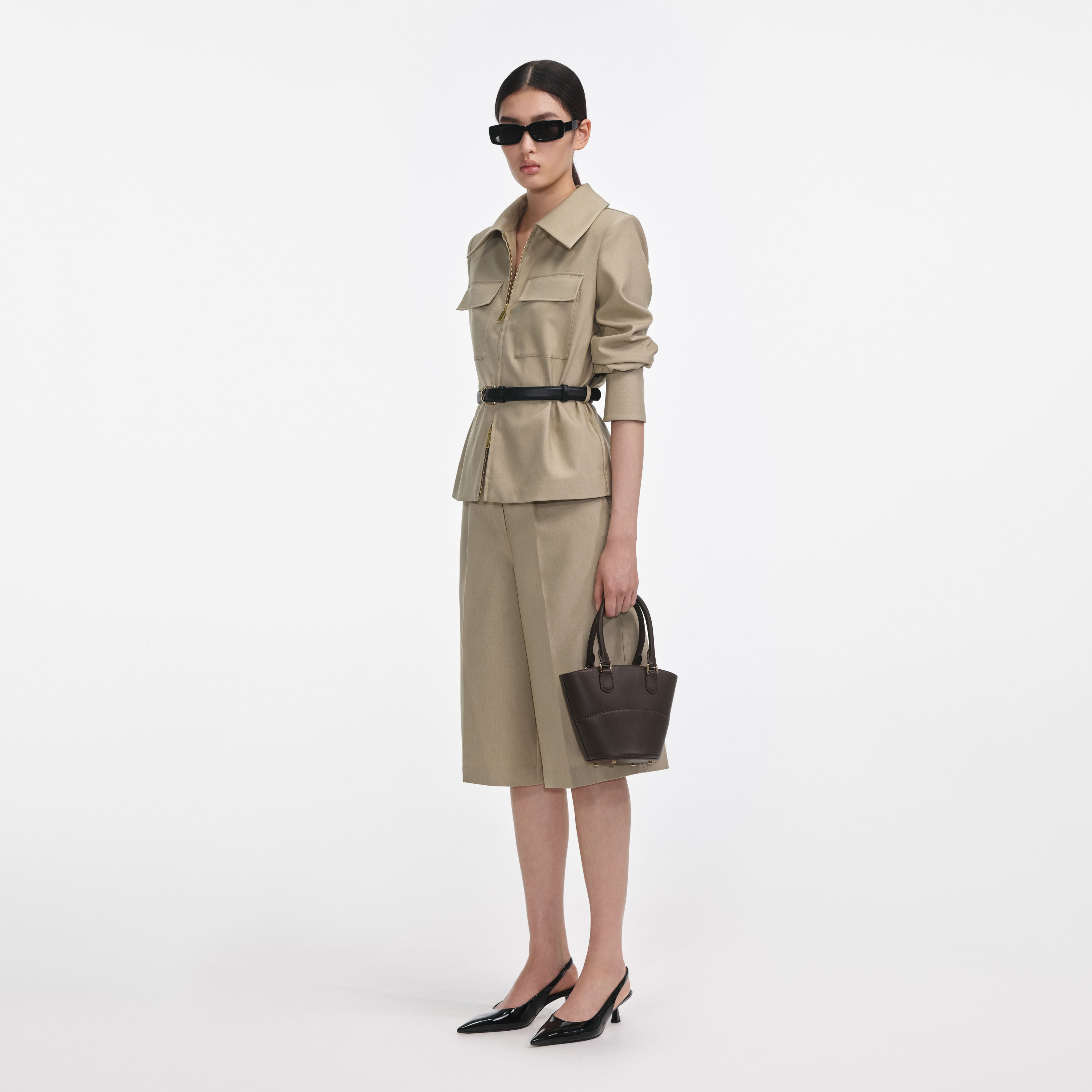 Beige Twill Playsuit