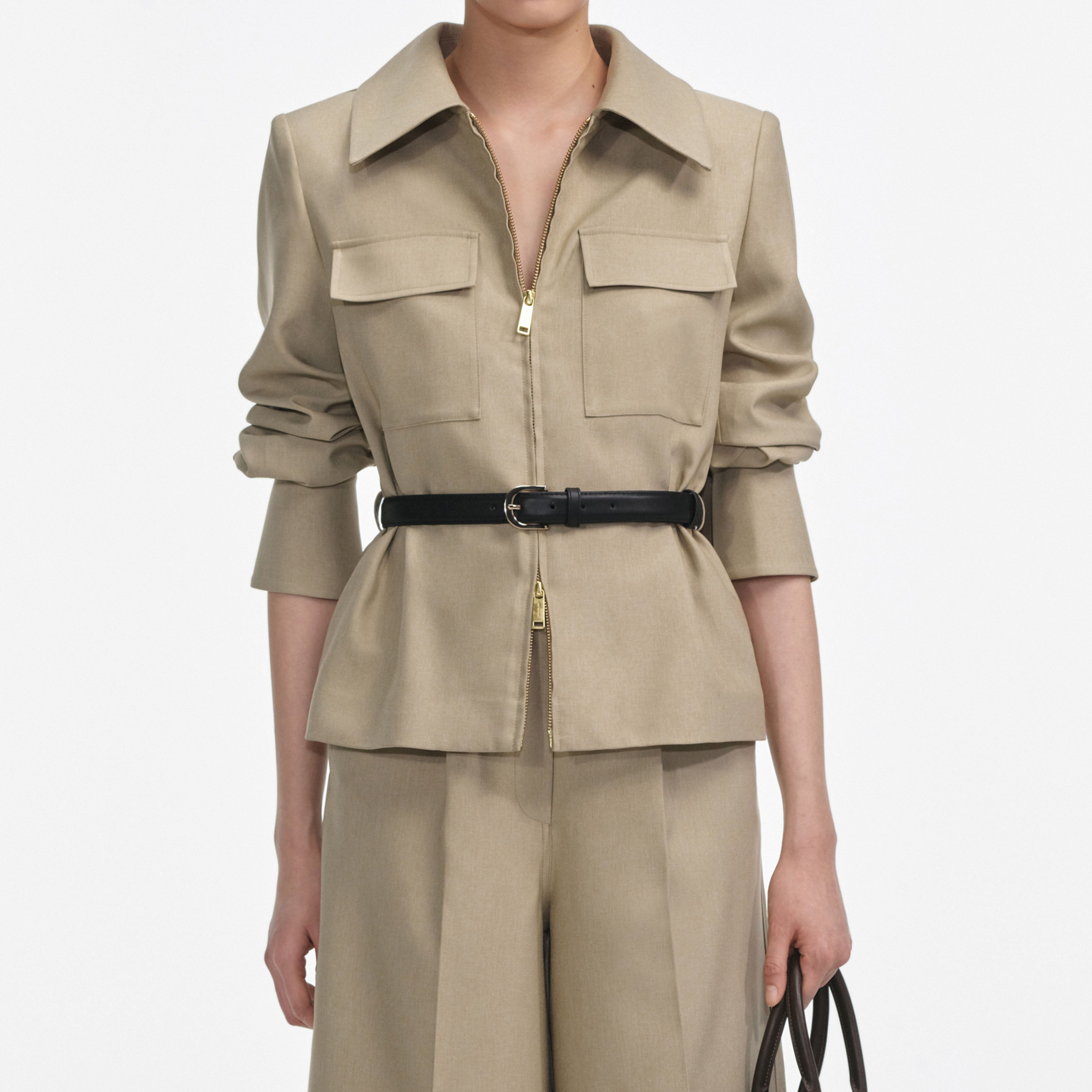 Beige Twill Playsuit