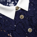 Navy Lace Contrast Collar Midi Dress
