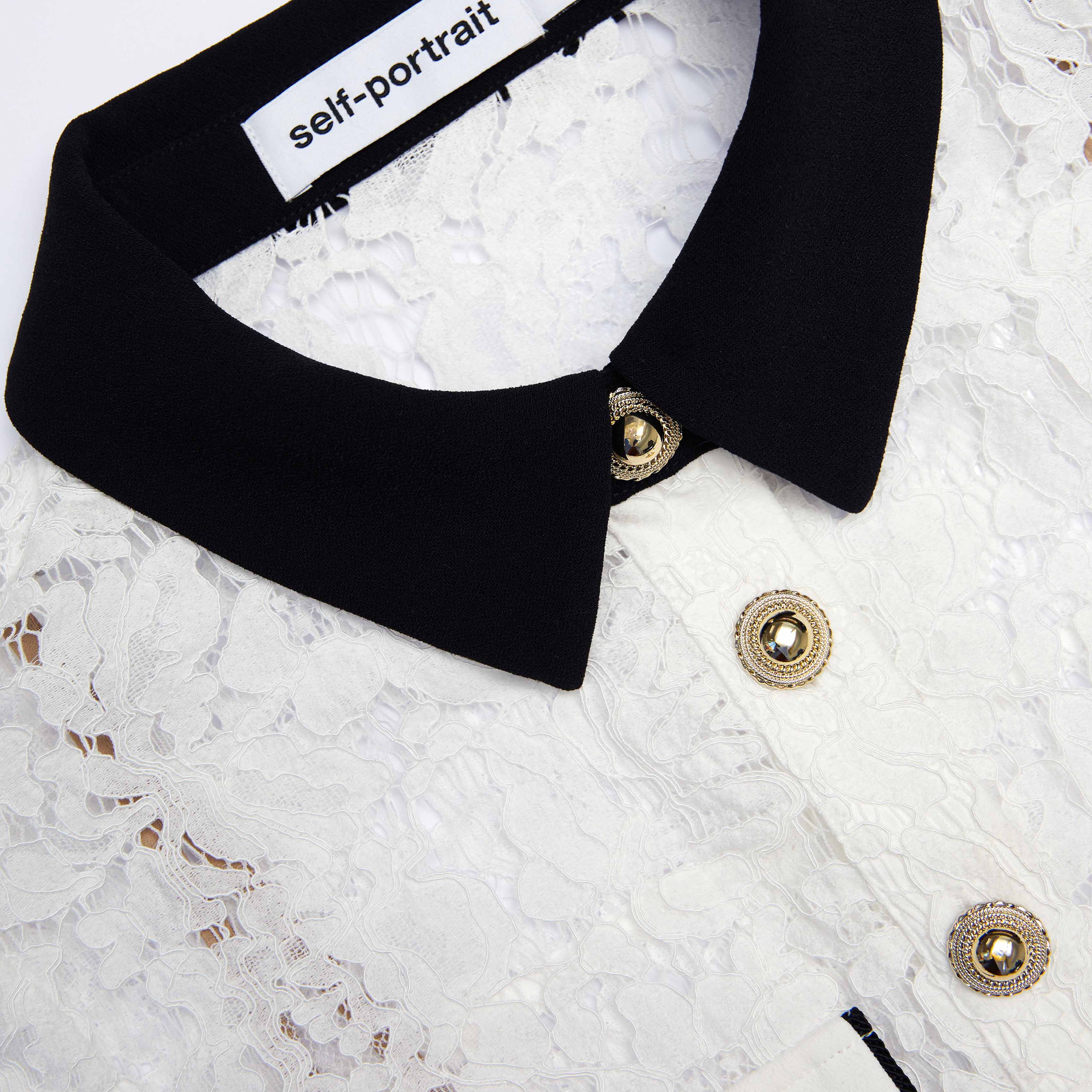 White Lace Contrast Collar Mini Dress