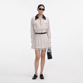 Cream Twill Pleated Mini Skirt