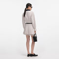 Cream Twill Pleated Mini Skirt