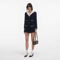Navy Boucle Contrast Collar Jacket
