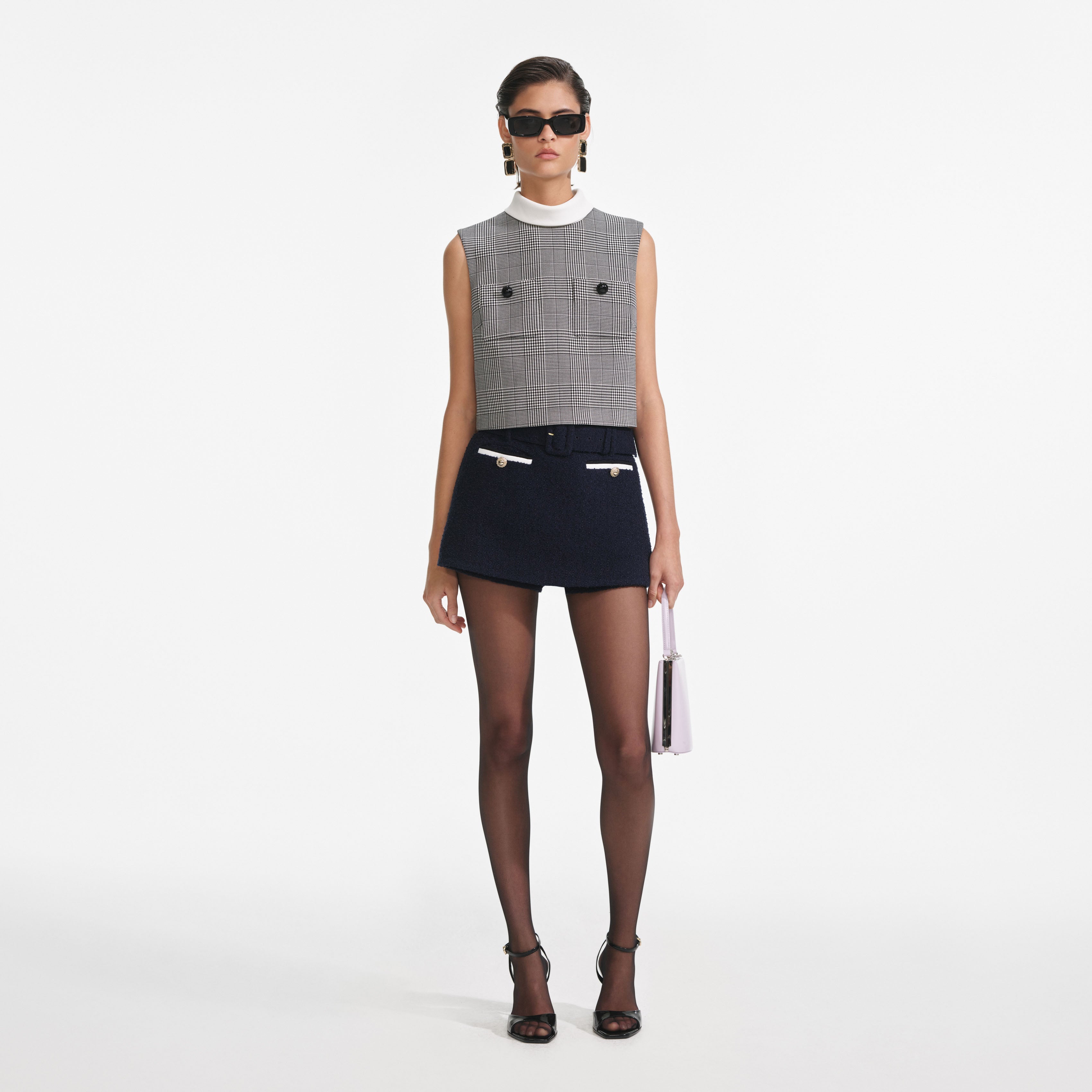 Navy Boucle Skort