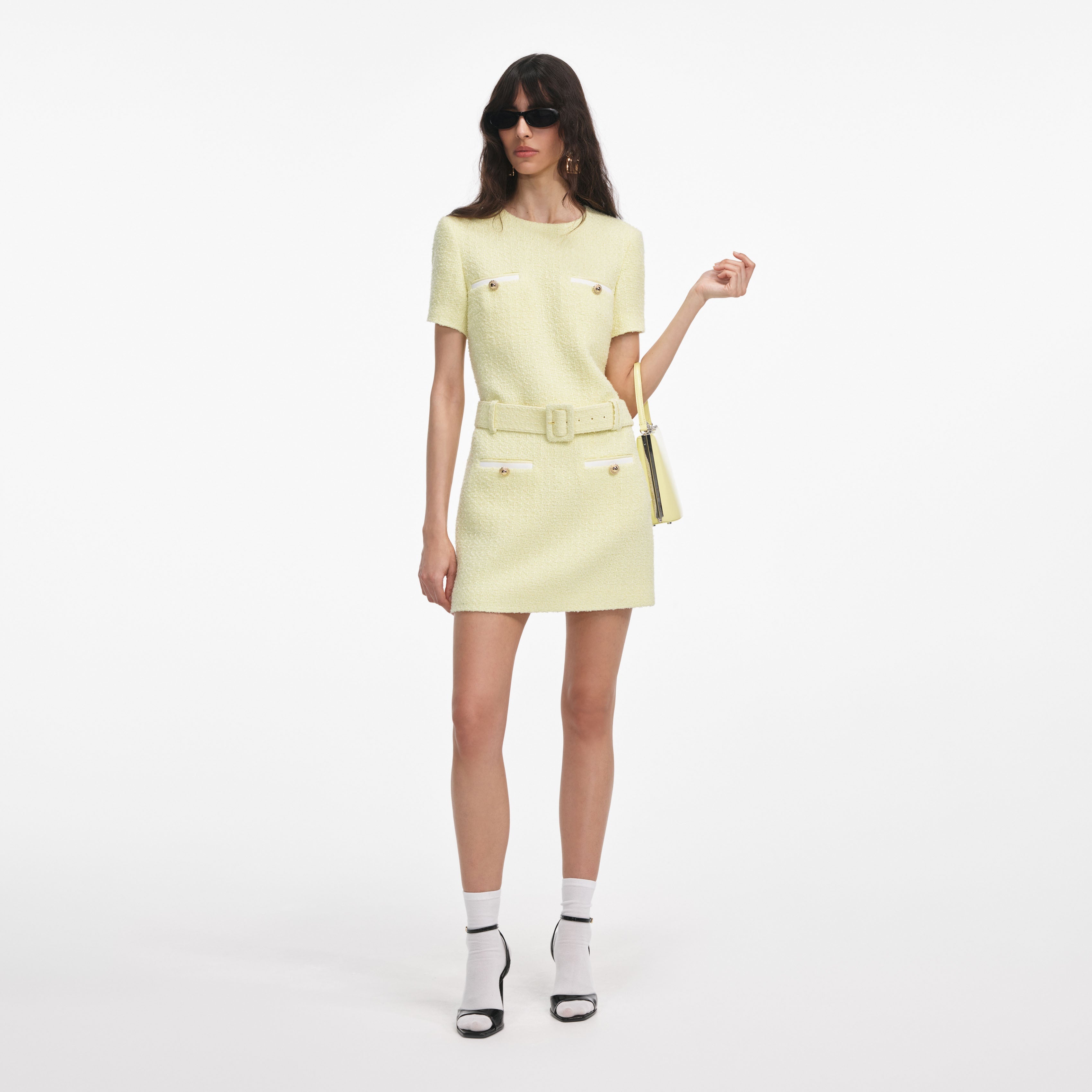 Yellow Boucle Mini Dress