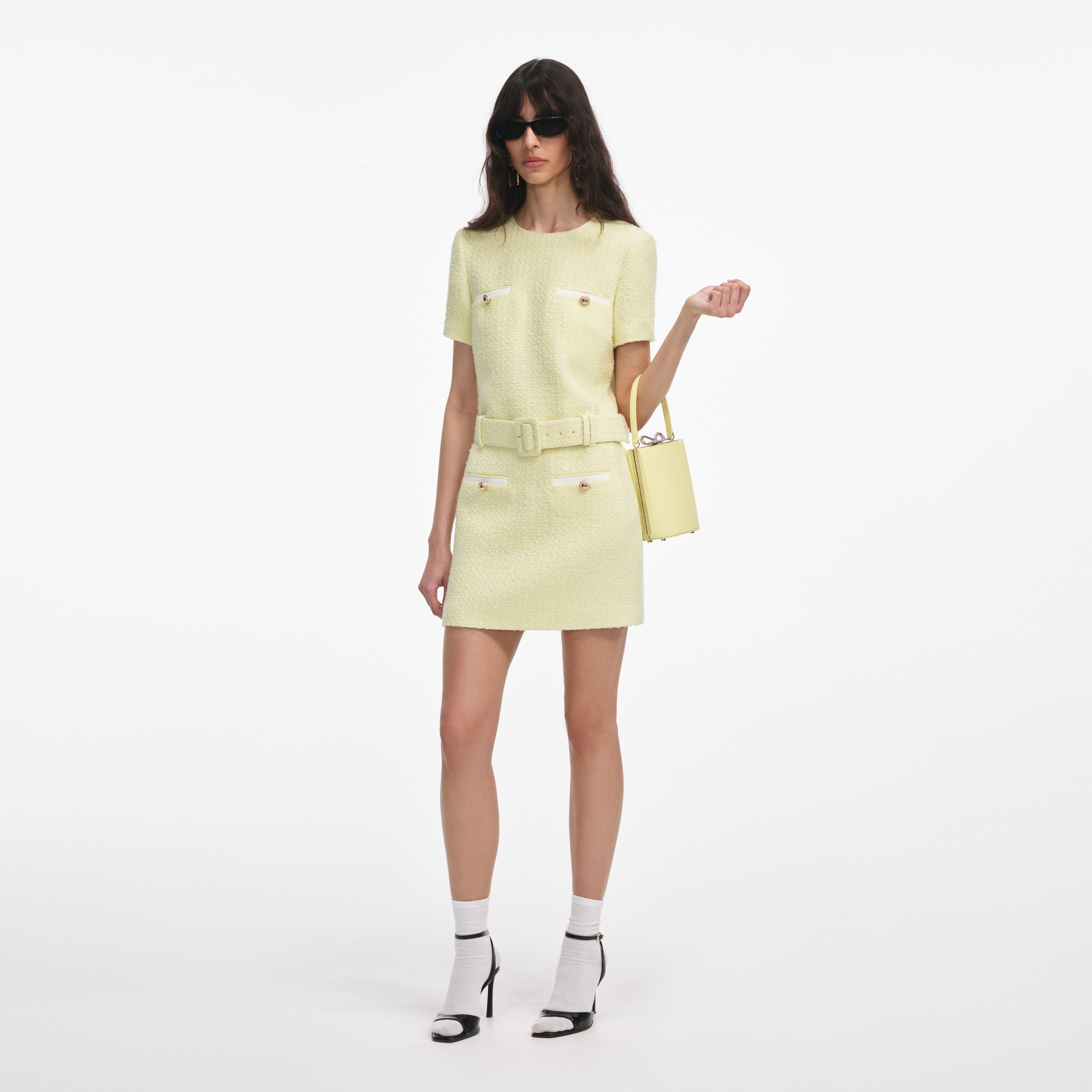 Yellow Boucle Mini Dress