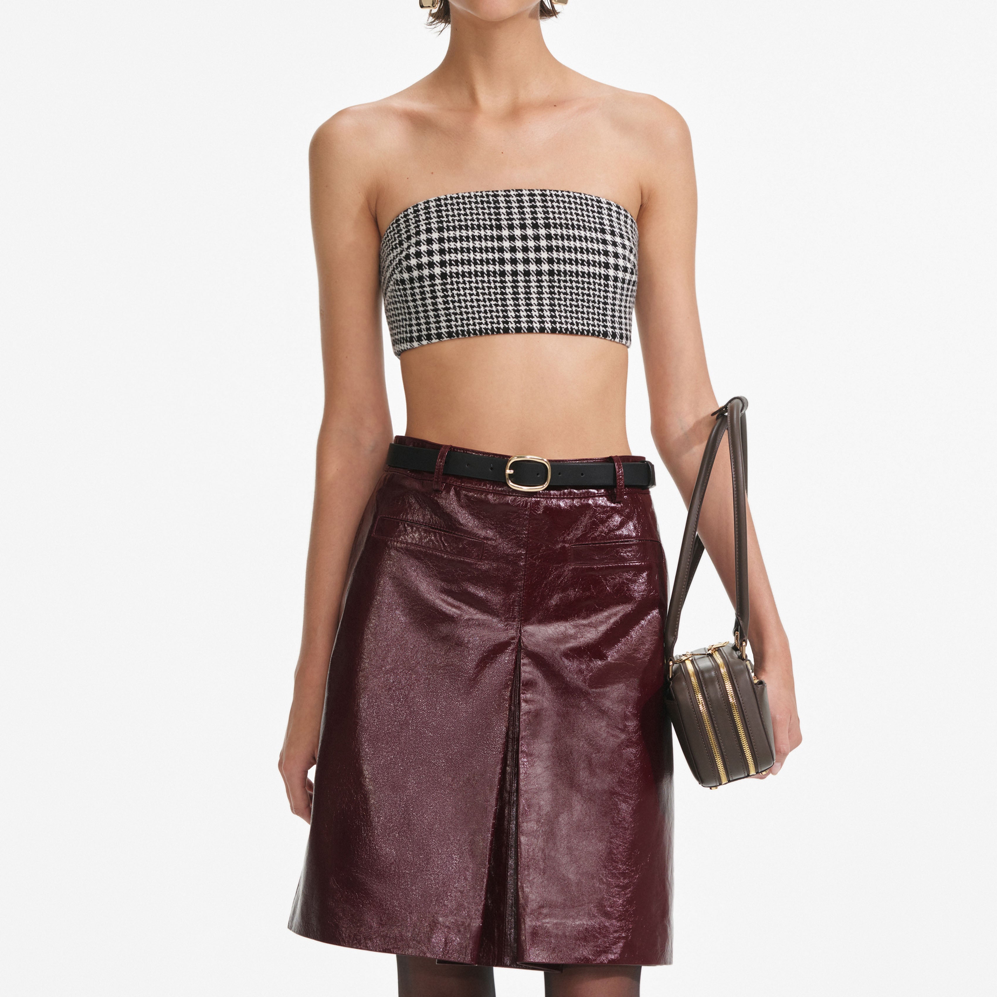 Burgundy Leather Mini Skirt
