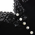 Black Lace Trim Rib Knit Top