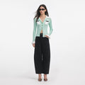 Green Ribbed Viscose Knit Top