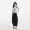 Green Ribbed Viscose Knit Top