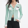 Green Ribbed Viscose Knit Top