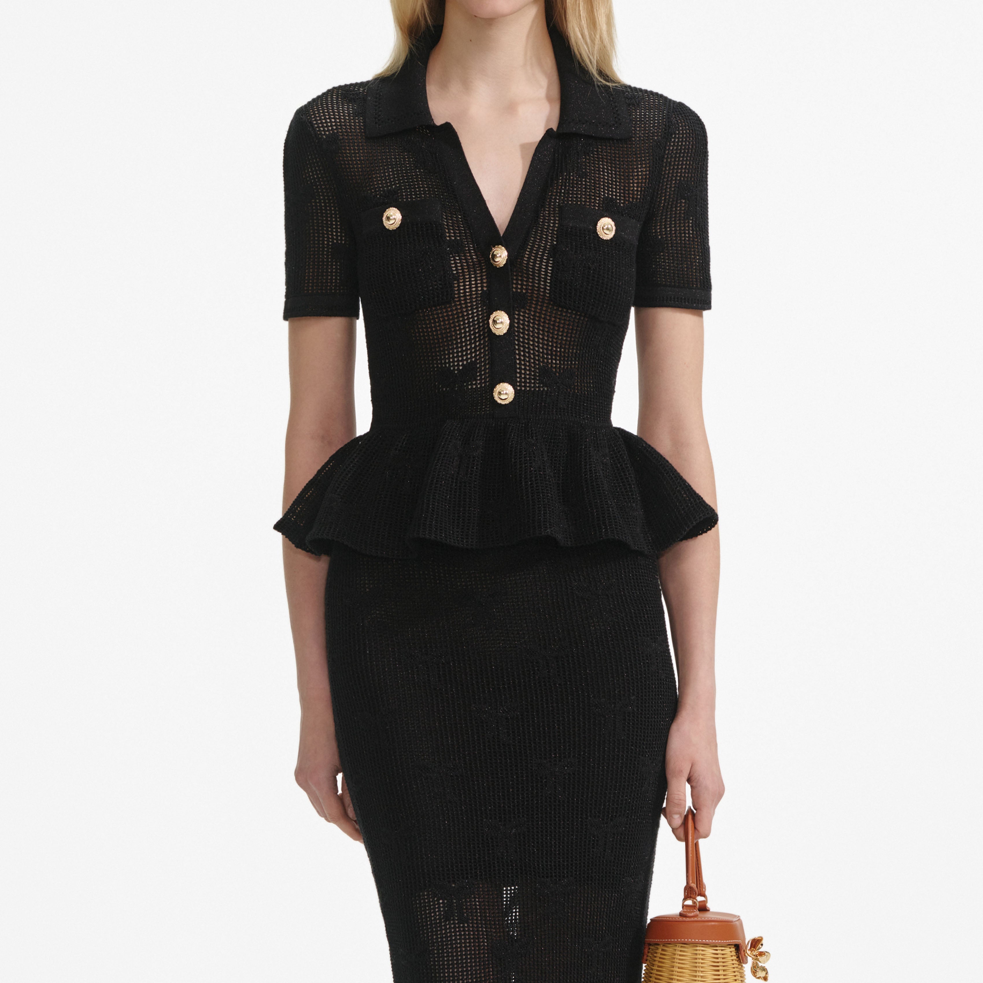 Black Bow Crochet Midi Dress