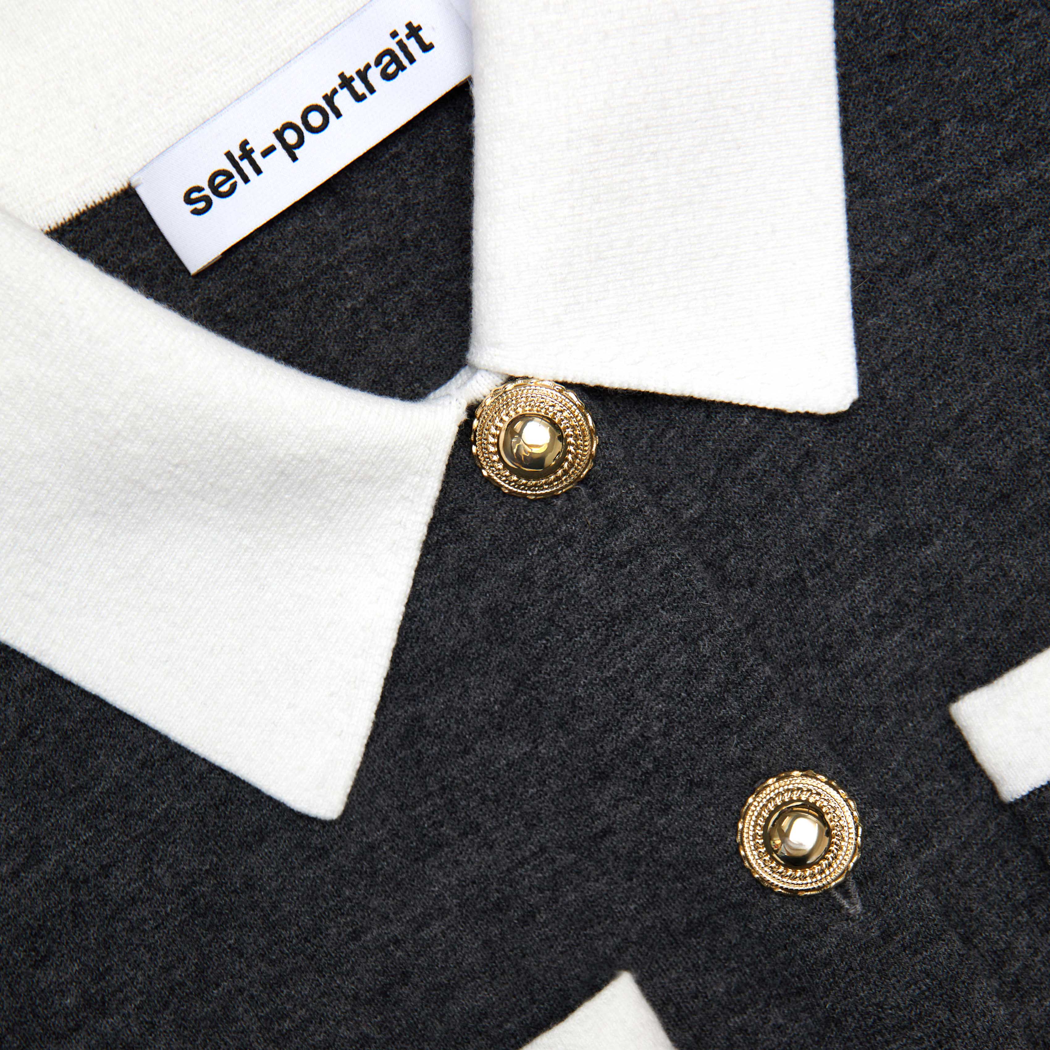 Grey Contrast Collar Cardigan